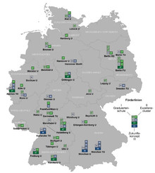 Exzellenzlandkarte der deutschen Forschung (Quelle: DFG)